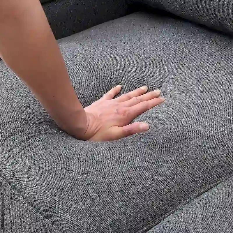 4-Seater Modern Linen Fabric Sofa with Armrest Pockets and 4 Pillows