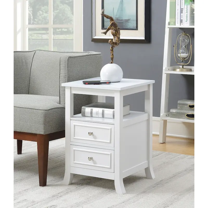 Convenience Concepts Melbourne 2 Drawer End Table with Shelf