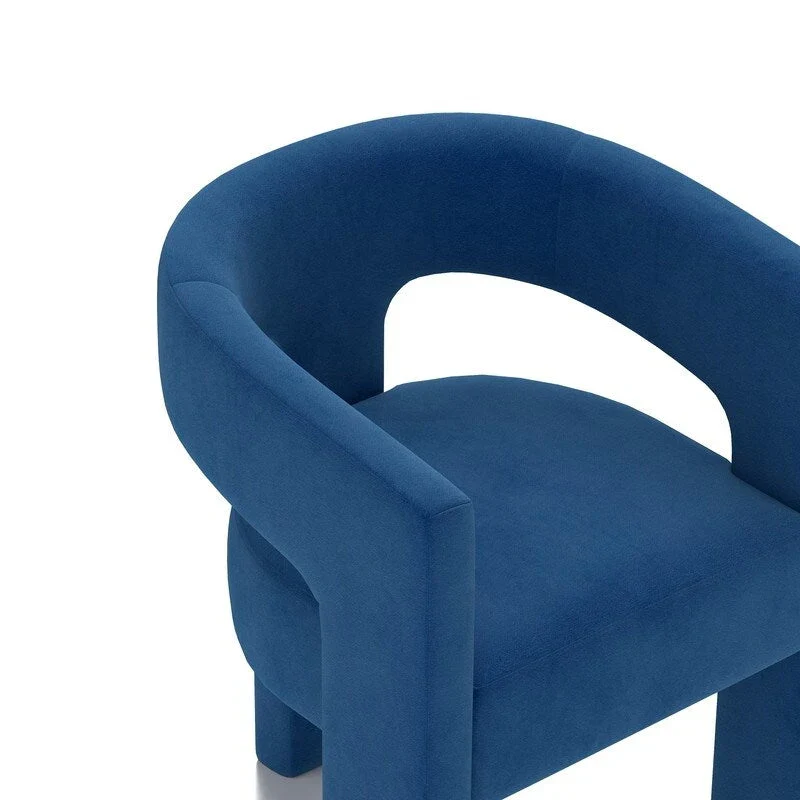 Modern Glam Velvet Upholstered Dining Chair, Open-Back Accent Chair