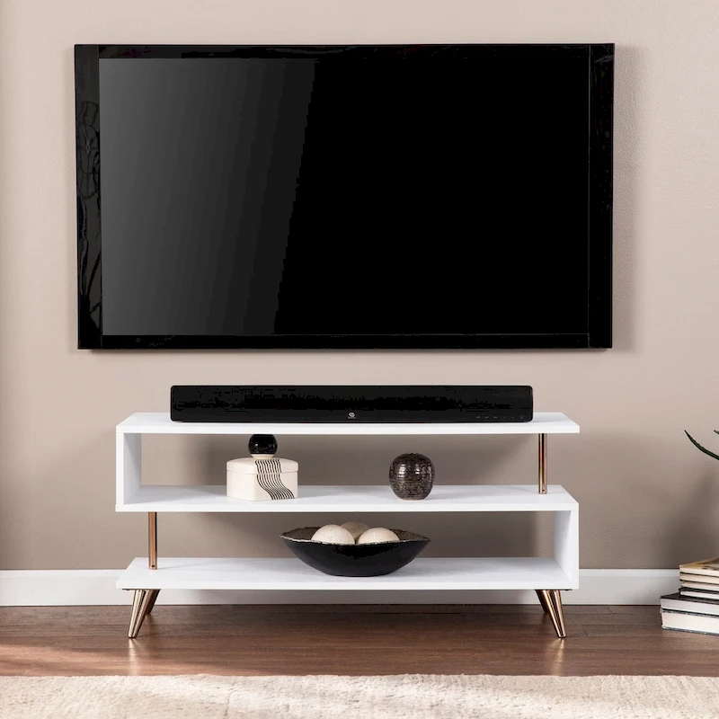 SEI Furniture White Low Profile Media TV Stand for TV's up to 41