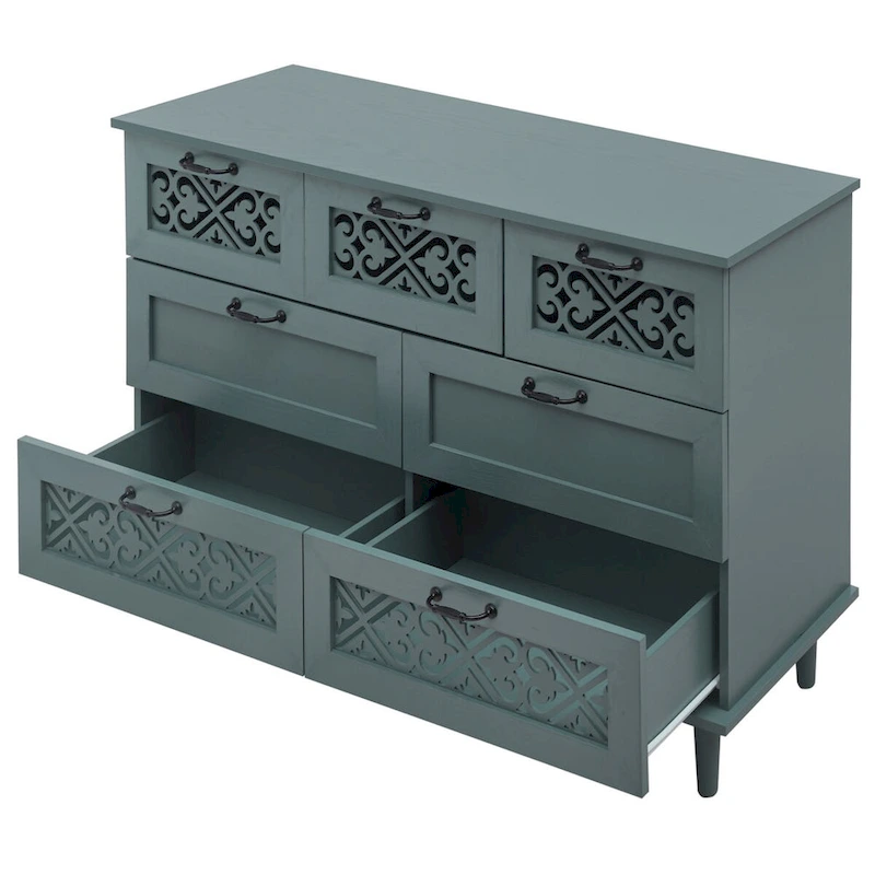 7 Drawer Cabinet,With Black Metal Handle