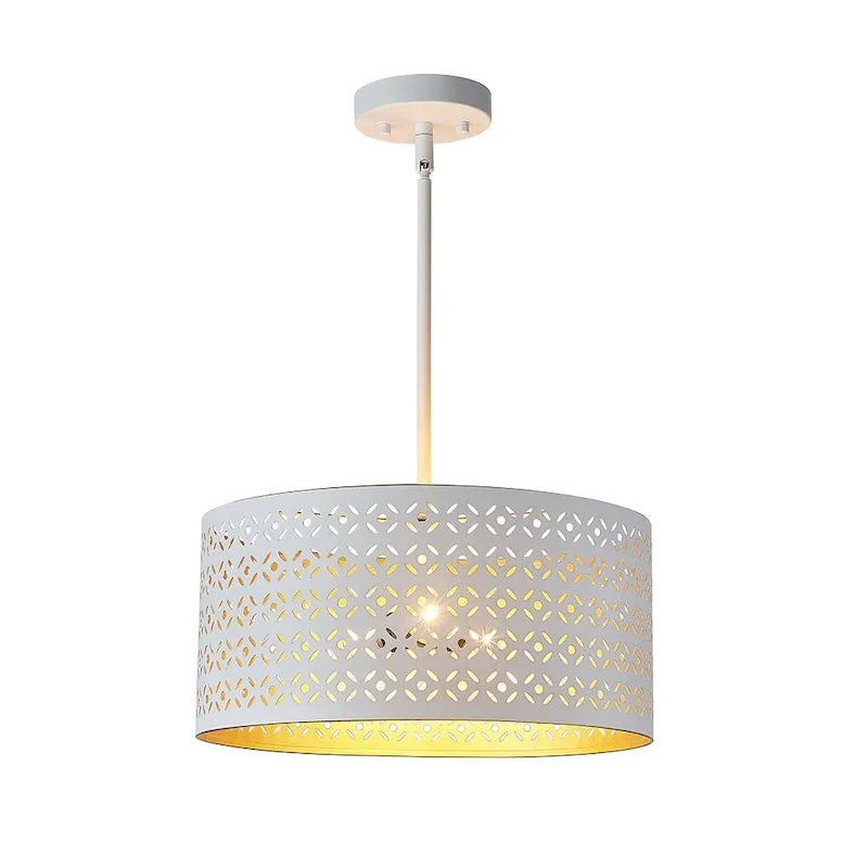 15 inch 3 light white and gold etch ceiling mount light