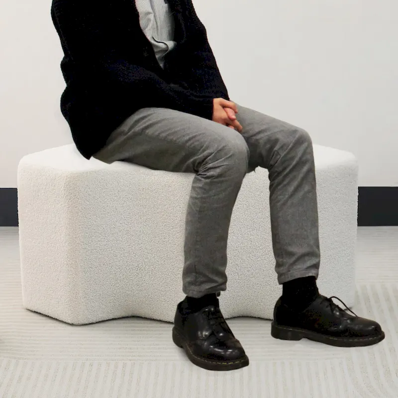 Adeco 35 Long Ottoman Bench Velvet Polygon Foot Stool