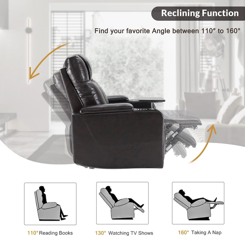 Power Motion Recliner with 2 Convenient Cup Holders