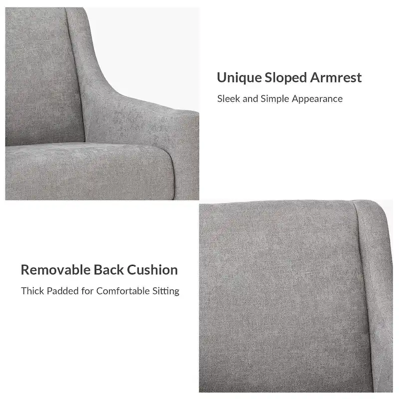 Francis Mid-century Modern Upholstered Armchair with Sloped Arms and Solid Wood Legs by HULALA HOME