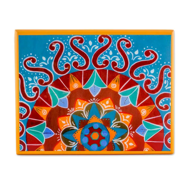 Handmade Fruits Of The Sun Wood Tea Box