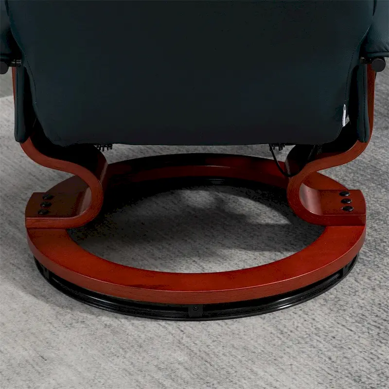 Swivel Leather Manual Recliner with Armrest and Extendable Footrest