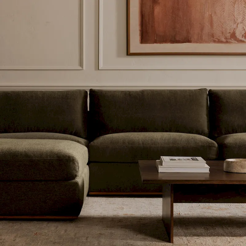 NADAAL STUDIOS Rio Modular Sofa With Rubber Wood Base - 136.2W x41D x23.6H