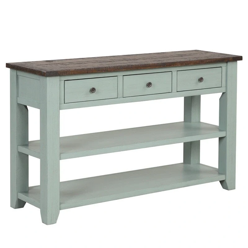 Console Table with 3 Drawers and 2 Open Shelves