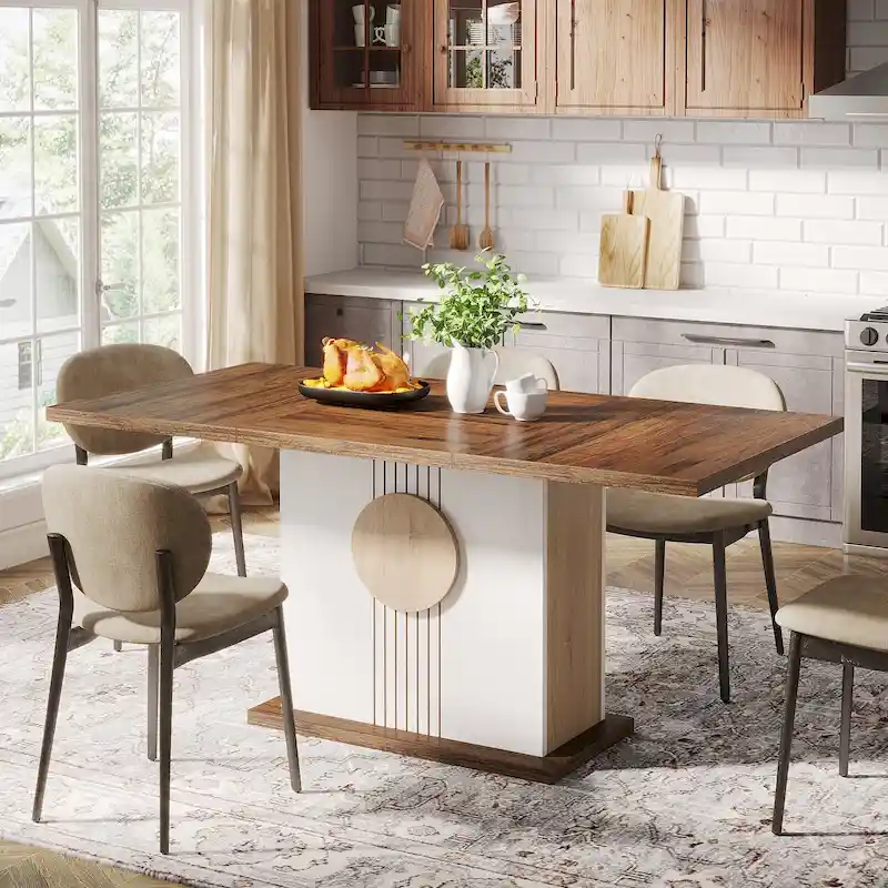 55  Dining Table with Rectangle Wood Top for Kitchen Dining Room