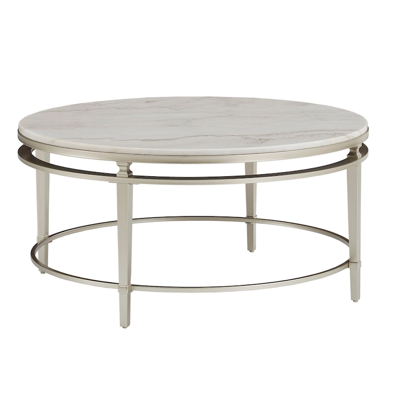 Egan Champagne Silver Finish Marble Top Table by iNSPIRE Q Modern