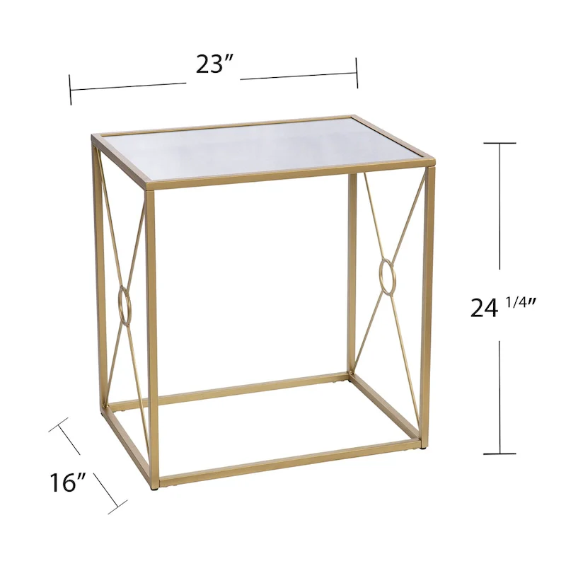 Transitional Gold Metal Side Table