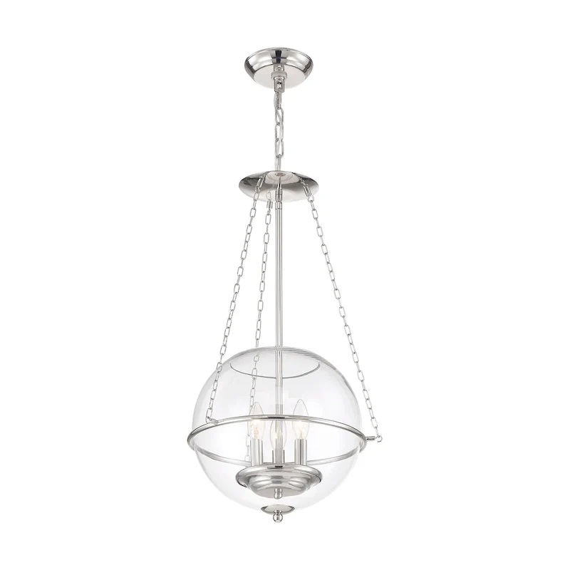 Odyssey 3-Light Pendant Fixture Polished Nickel with Clear Glass - N/A