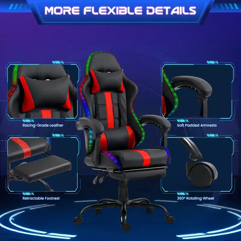 EROMMY Gaming Chair With Massager & Footrest