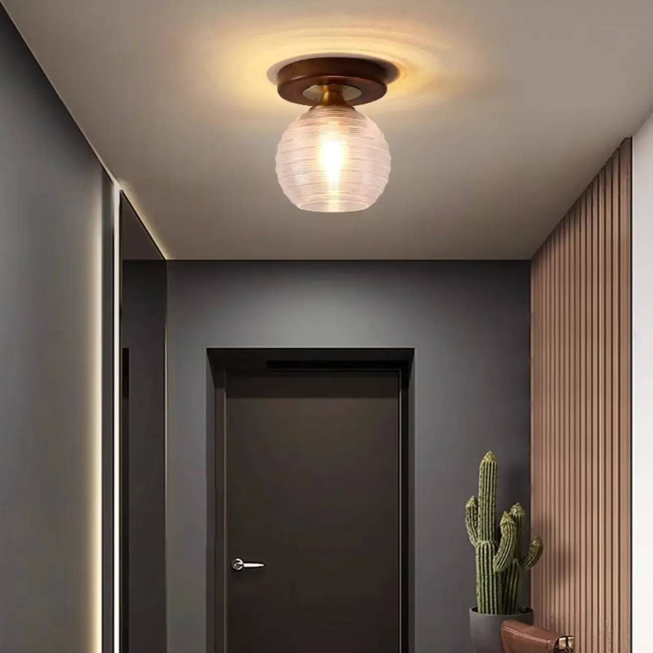 5 to 9 Inch Indoor Semi Flush Ceiling Light with Glass Shade