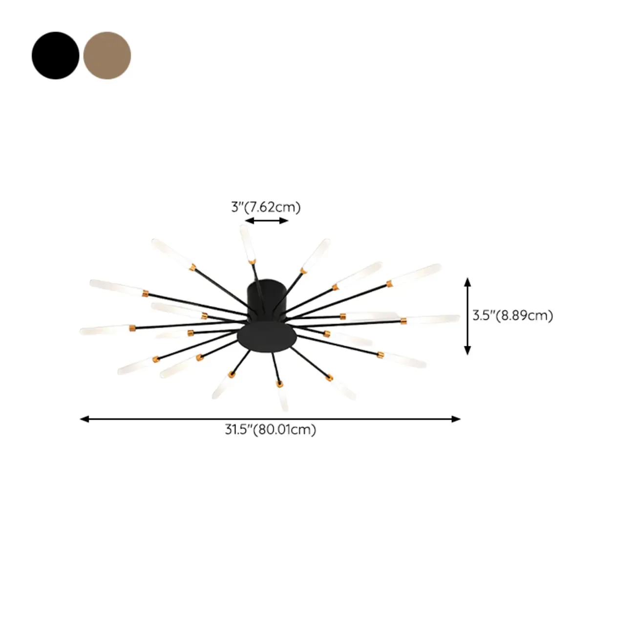 Modern Gold Sunburst LED Flush Mount Ceiling Light