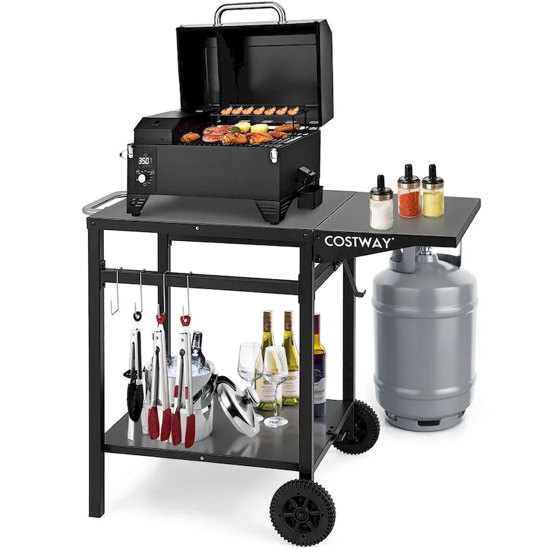 Double-Shelf Movable Dining Cart Table Multifunctional Kitchen - See Details