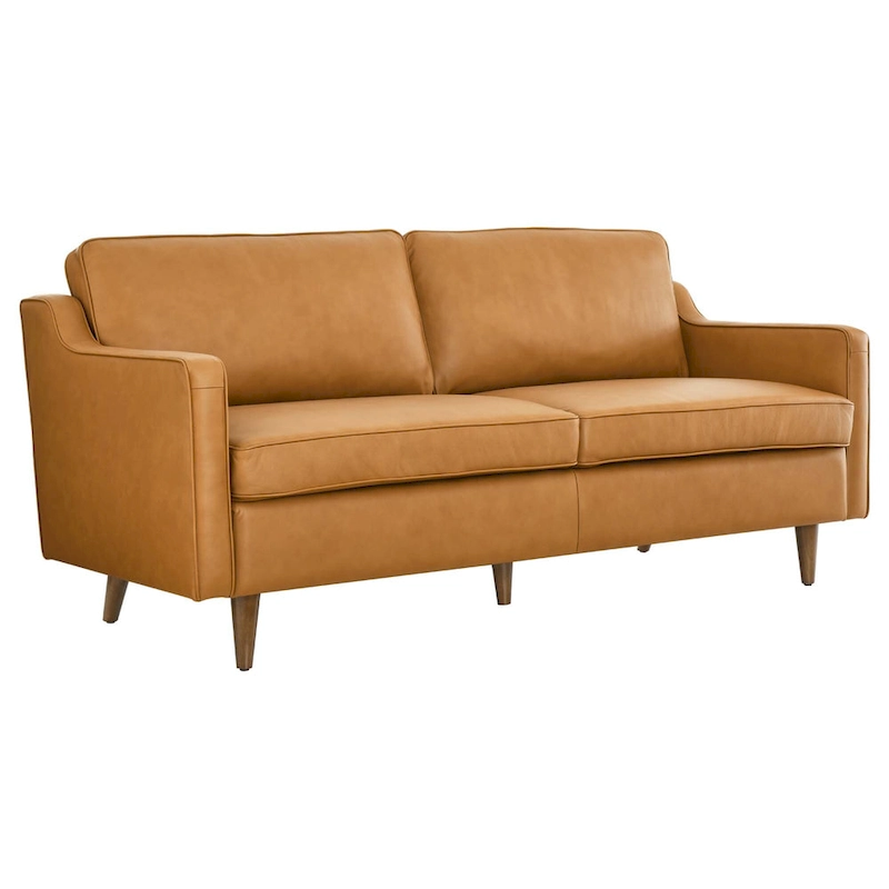 Impart Mid-century Modern Top-grain Leather Sofa