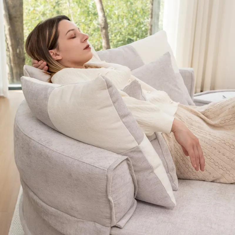 Modern Round Barrel Accent Chair with Ottoman - Velvet Lounge Sofa