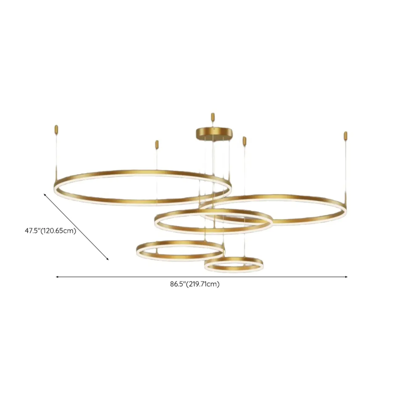 Modern Gold Multi-Circle Tiered Metal Ring LED Chandelier