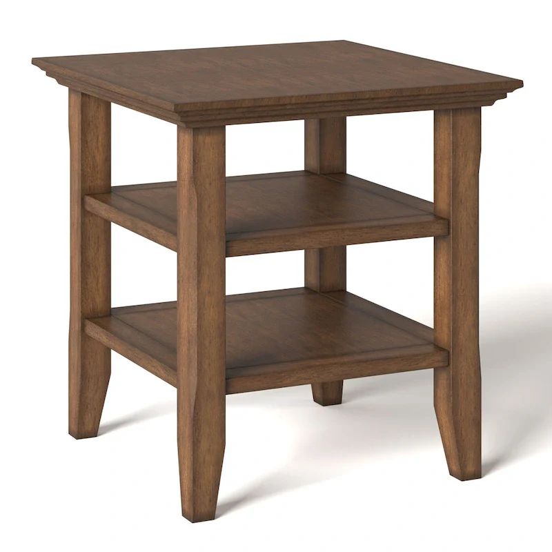 Square End Table with Open Shelves - 19 Inch Wide