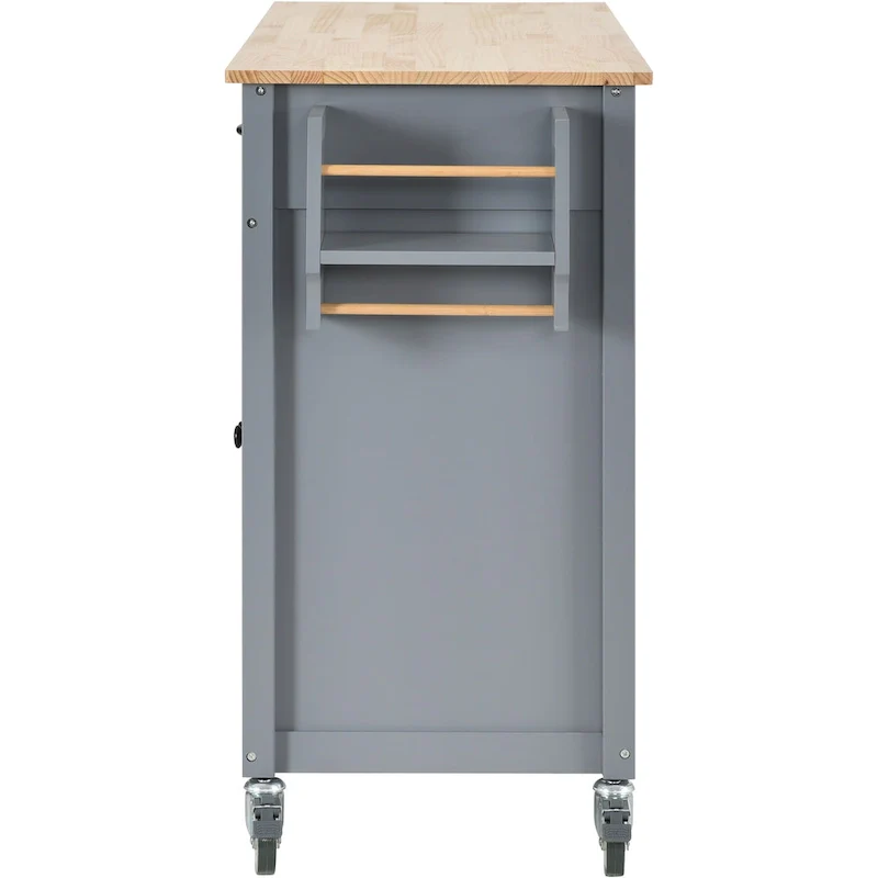Kitchen Island Cart with Solid Wood Top