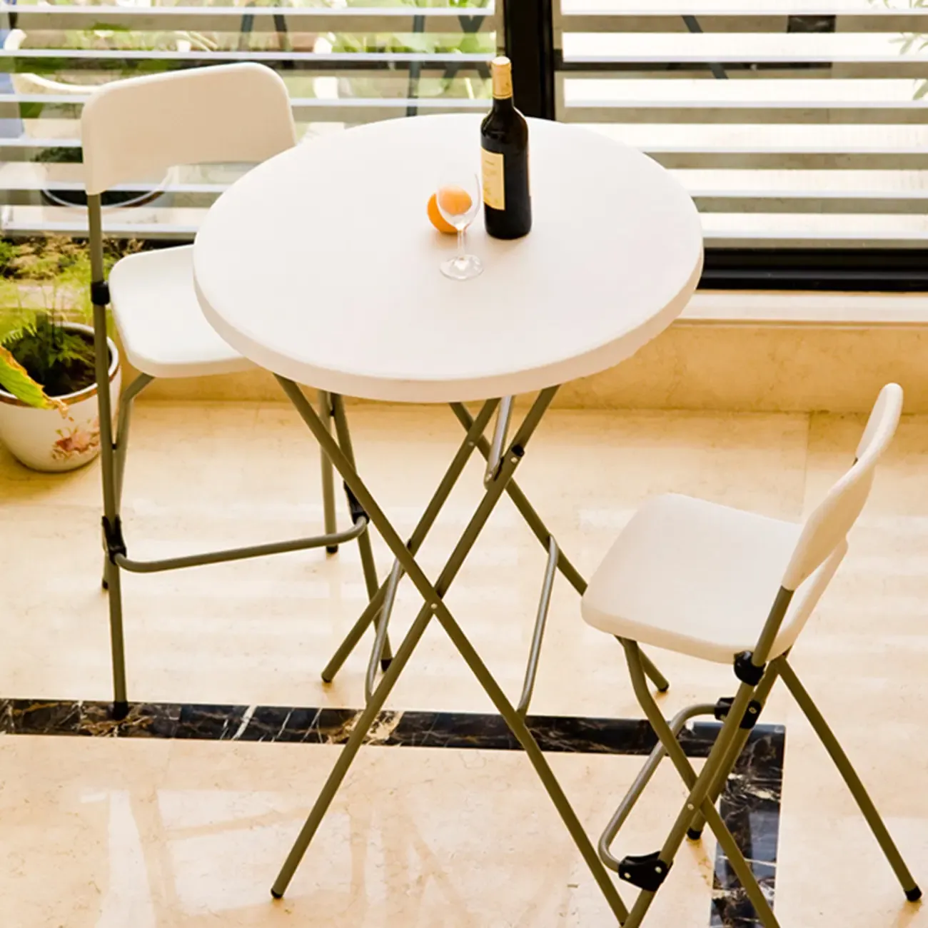 Stylish White Acrylic Top Grey Metal Leg Bar Table