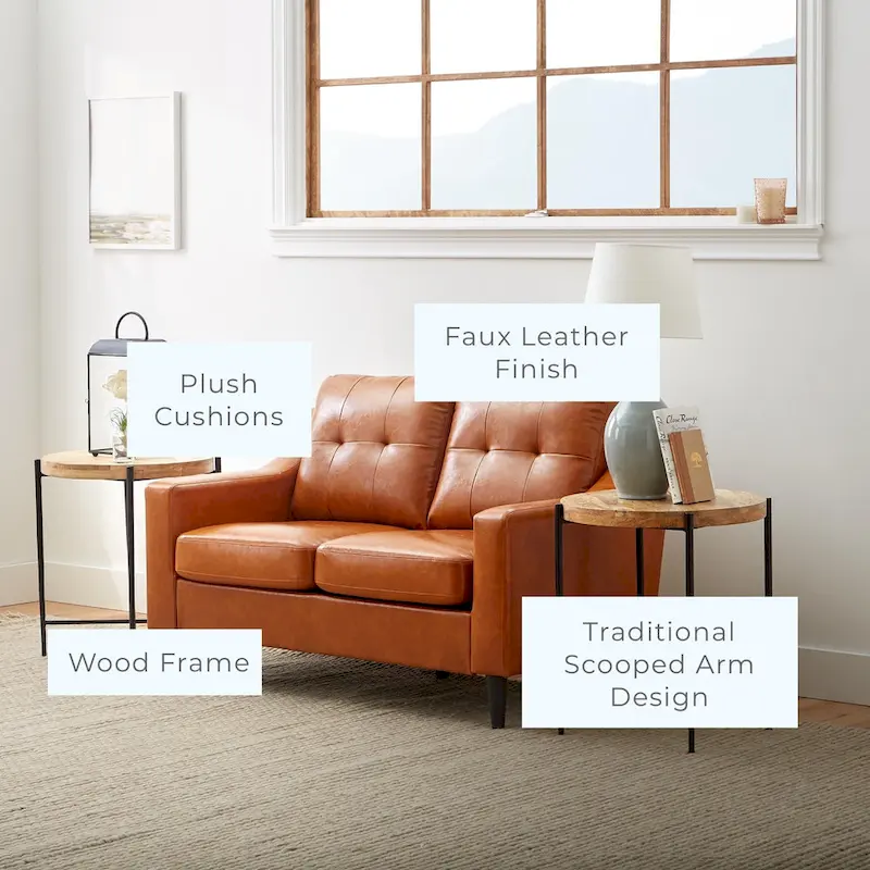 Brookside Ellen 54 Upholstered Scooped Arm Loveseat