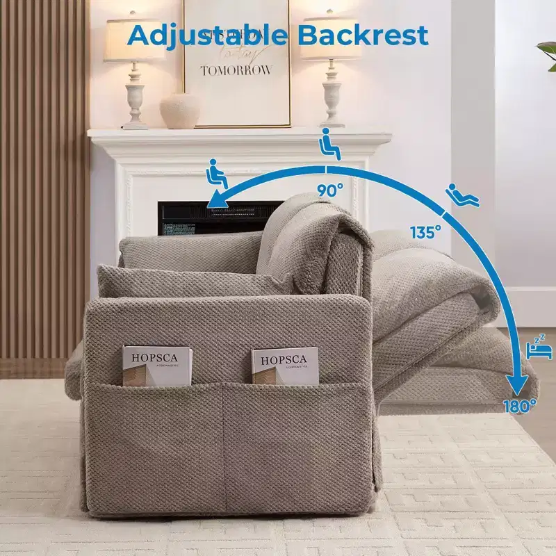 Mjkone Convertible Sofa Bed with Adjustable Backrest, Bubble Fleece, Grey