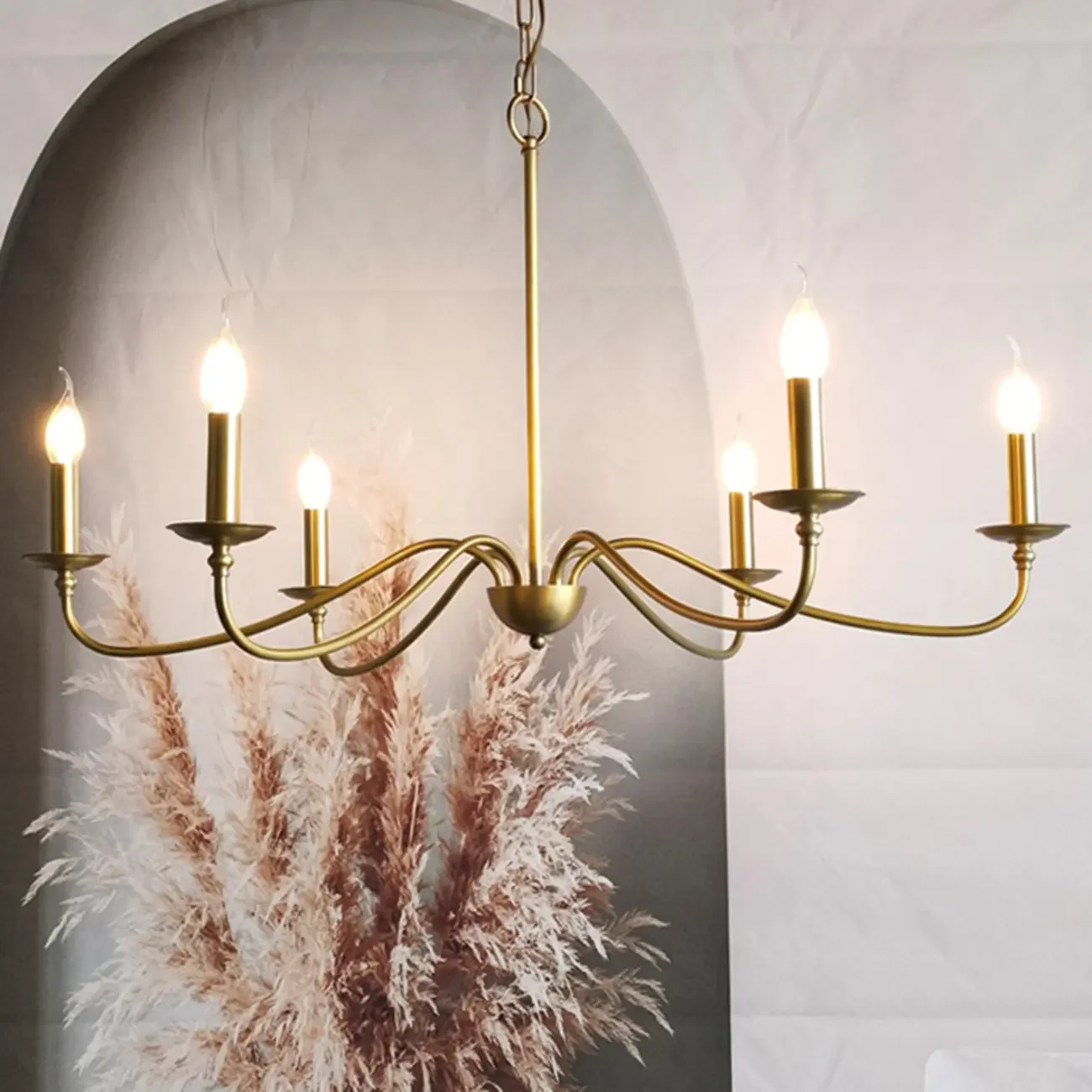 Adjustable Height Classic Golden Candelabra Chandelier