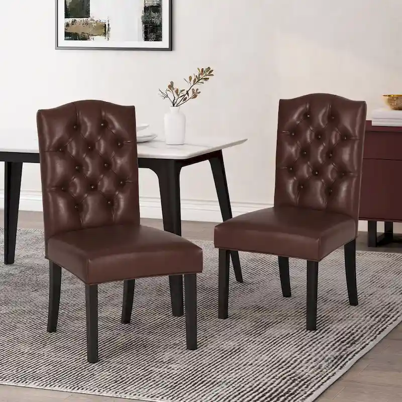 Contemporary Tufted Faux Leather Dining Chair - 21.50L x 25.75W x 41.50H
