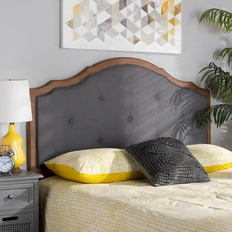 Gala Vintage Classic Fabric and Wood Arched Headboard in Grey