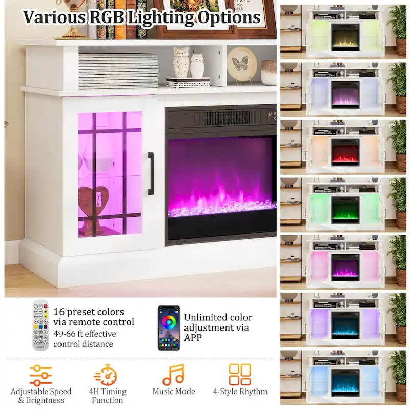 Costway TV Stand with Electric Fireplace LED Lights Remote Controls - See Details