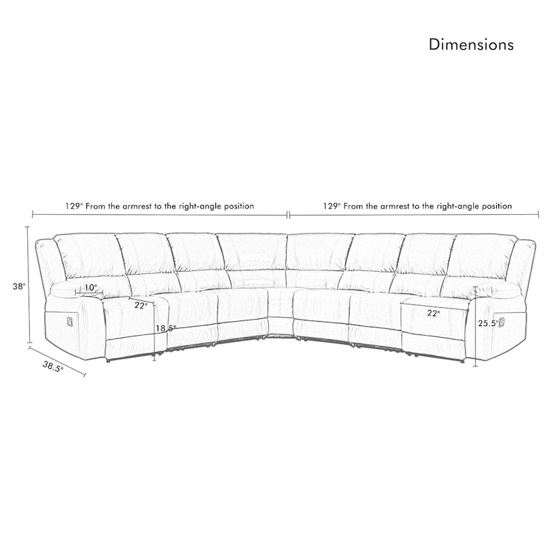129 W 7-Seat Faux Leather Manual Recliner Large Sectional Reclining Sofa