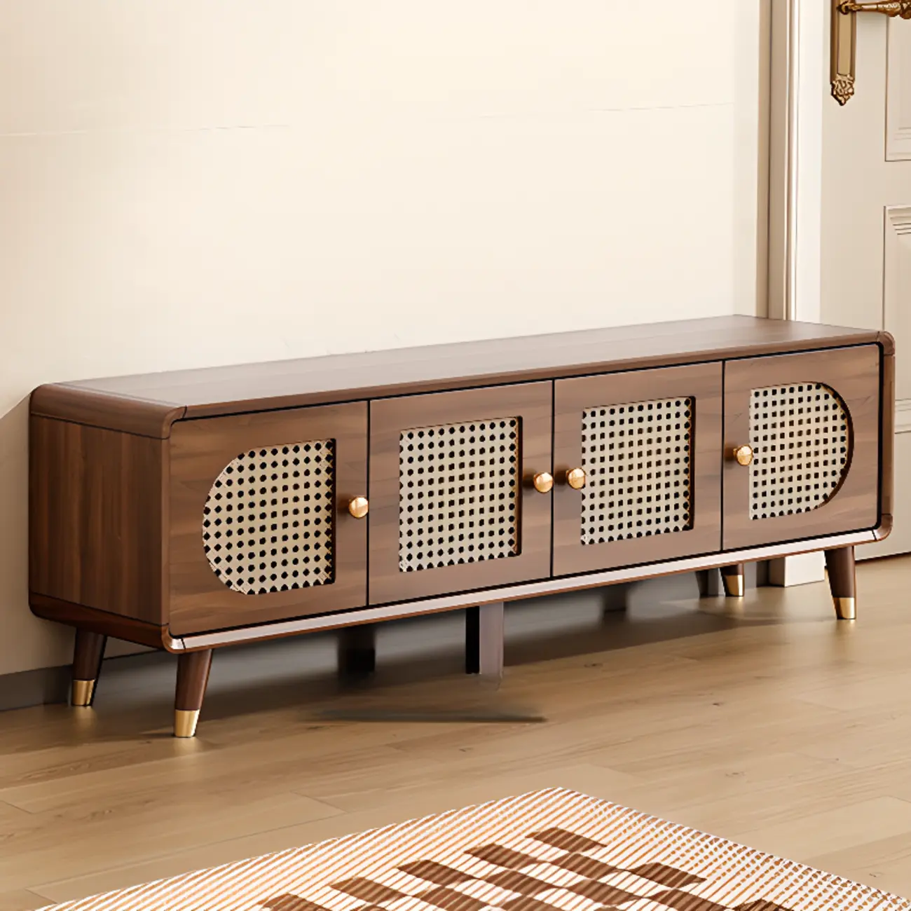 Bohemian Slim Brown Drop-Front Wood Shoe Cabinet