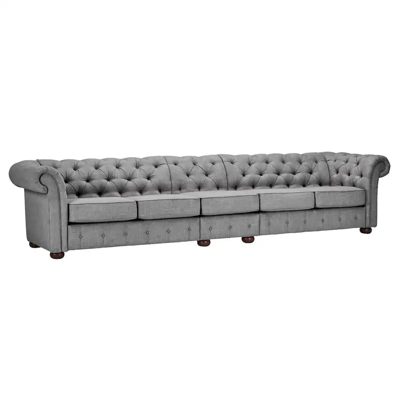Knightsbridge Light-grey Extra Long Chesterfield Sofa by iNSPIRE Q Artisan