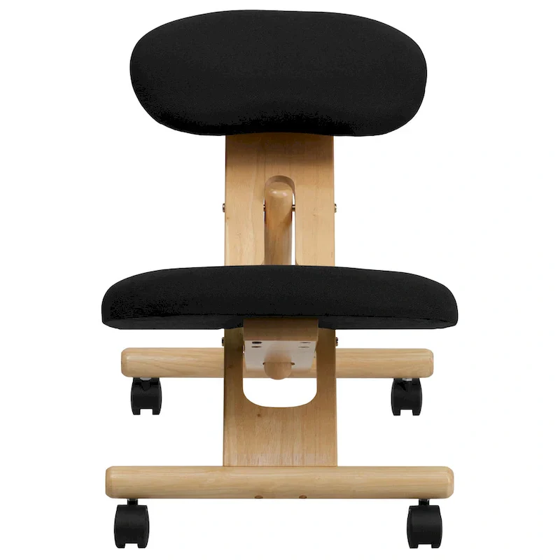 Wooden Ergonomic Kneeling Office Chair in Fabric
