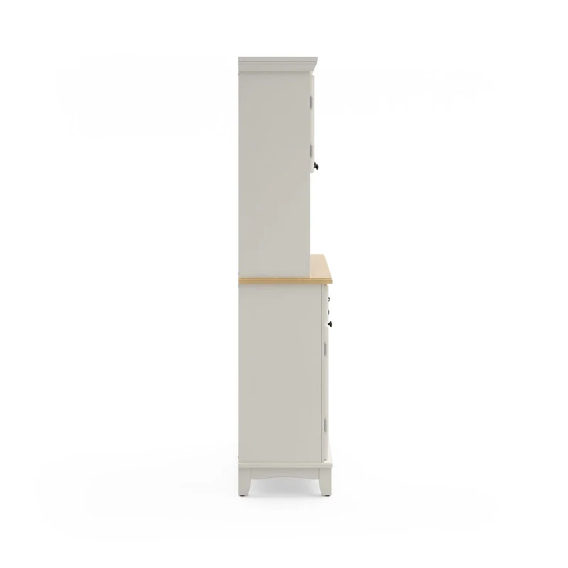 Homestyles Buffet of Buffets Off-White Server with Hutch & Wood Top