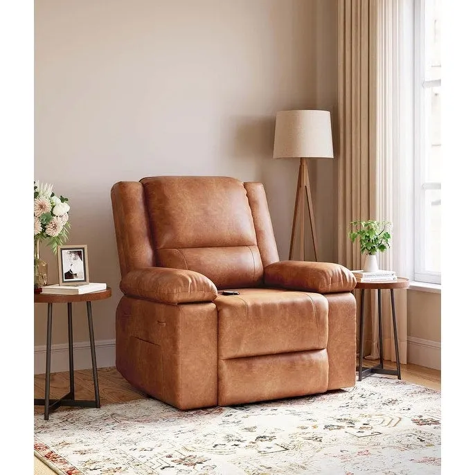 Leather Power Lift Recliner with Heat & Massage