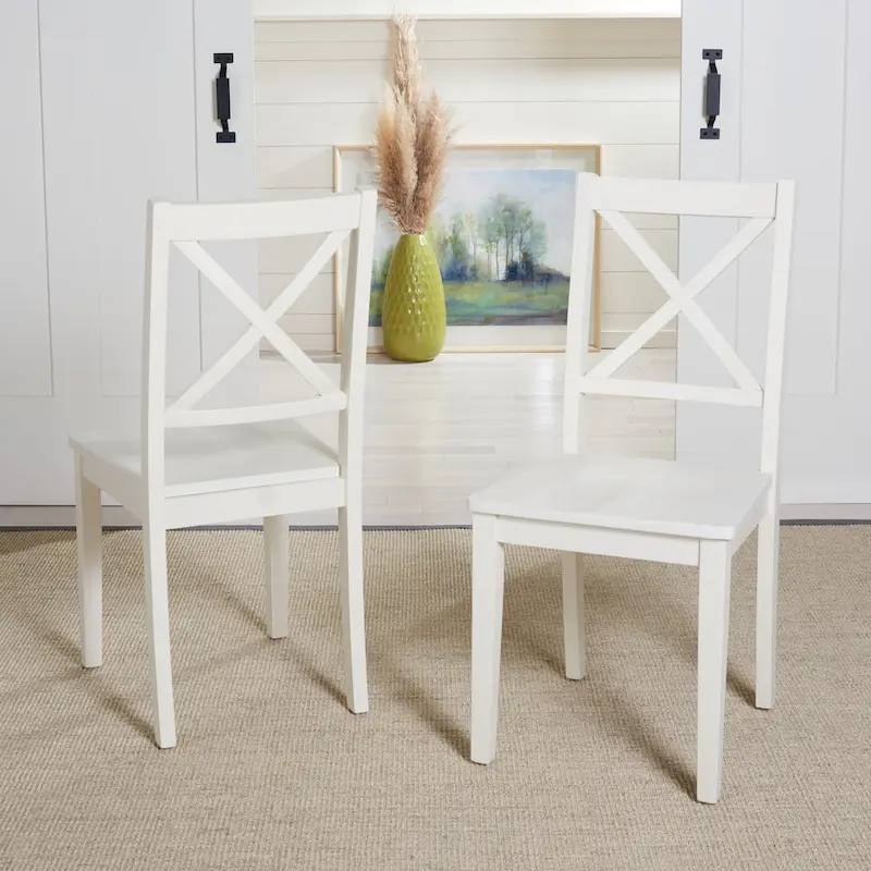 SAFAVIEH Lulla Farmhouse x-Back Dining Chair (Set of 2) - 18.4  W x 19.9  L x 37  H - 18Wx20Dx37H