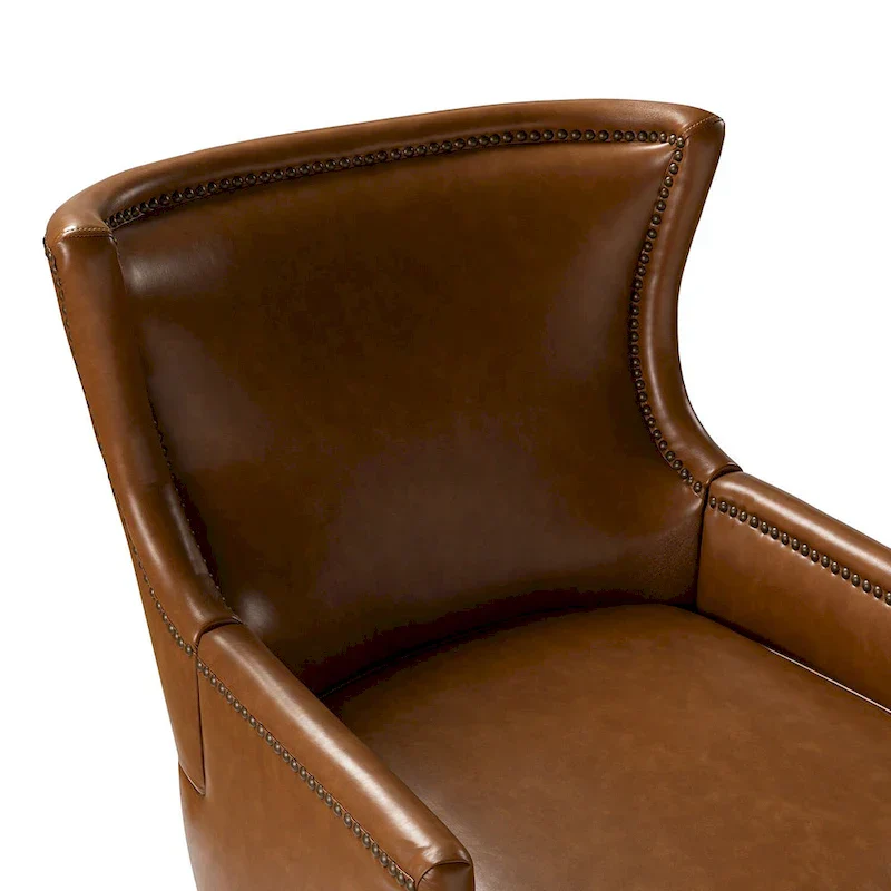 Angeles Mid-century Modern Ergonomic Vegan Leather Armchair with Wingback Set of 2 by HULALA HOME