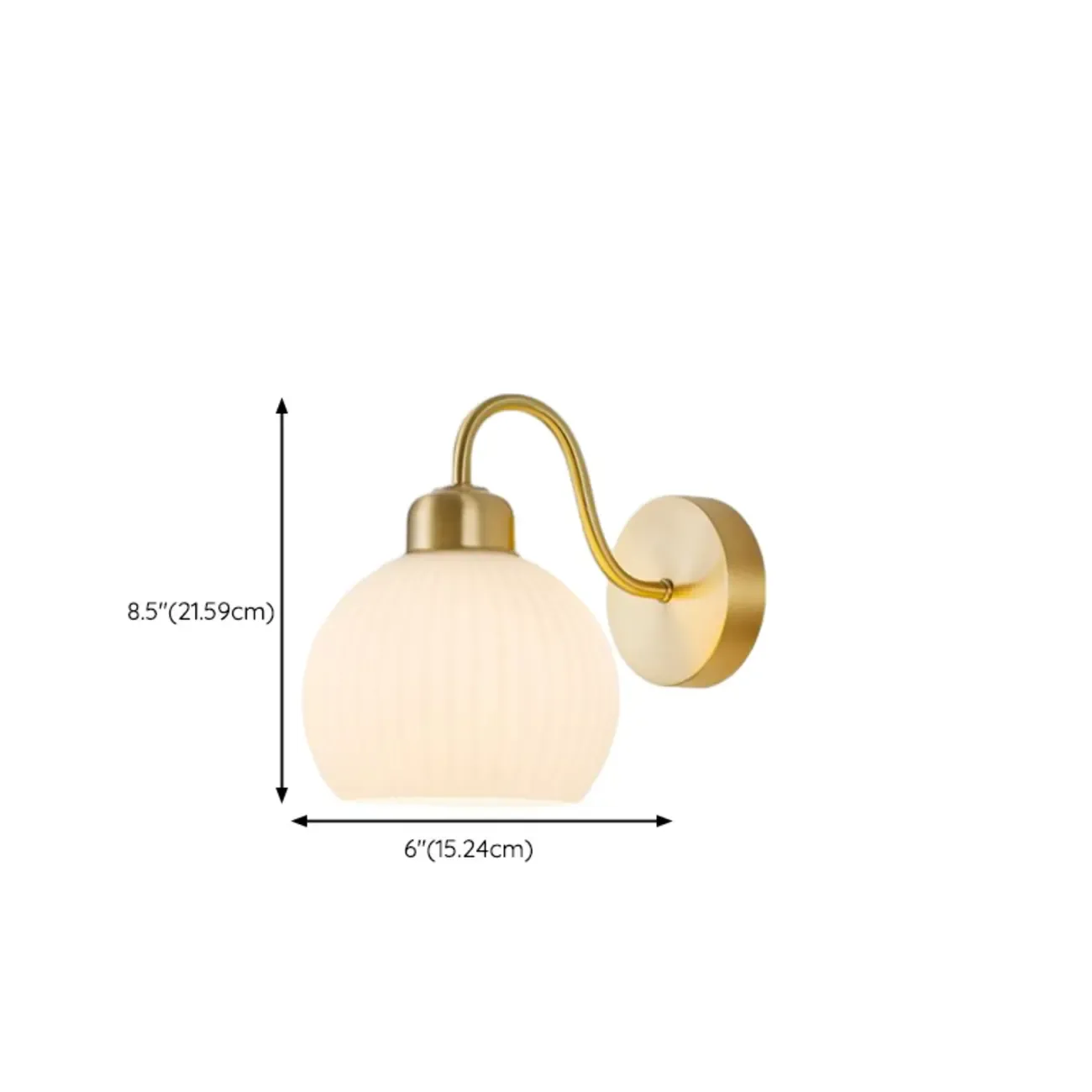 Modern Dual White Glass Dome Brass Wall Lamp