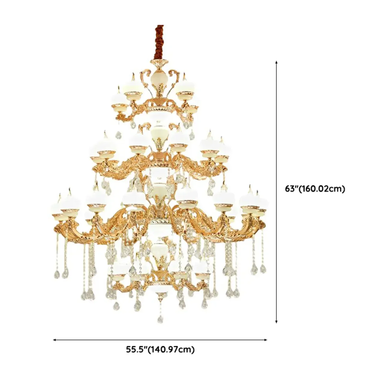 Large Gold Multi-Tier up Light Crystal Pendant Ceiling Chandelier