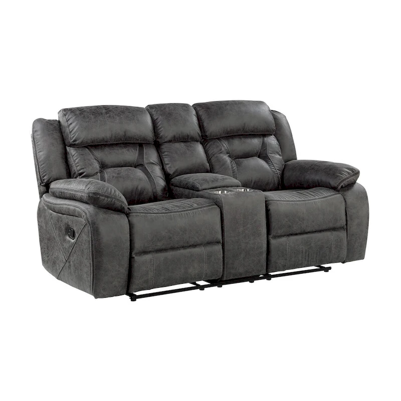 Amie Gray Microfiber Reclining Love Seat