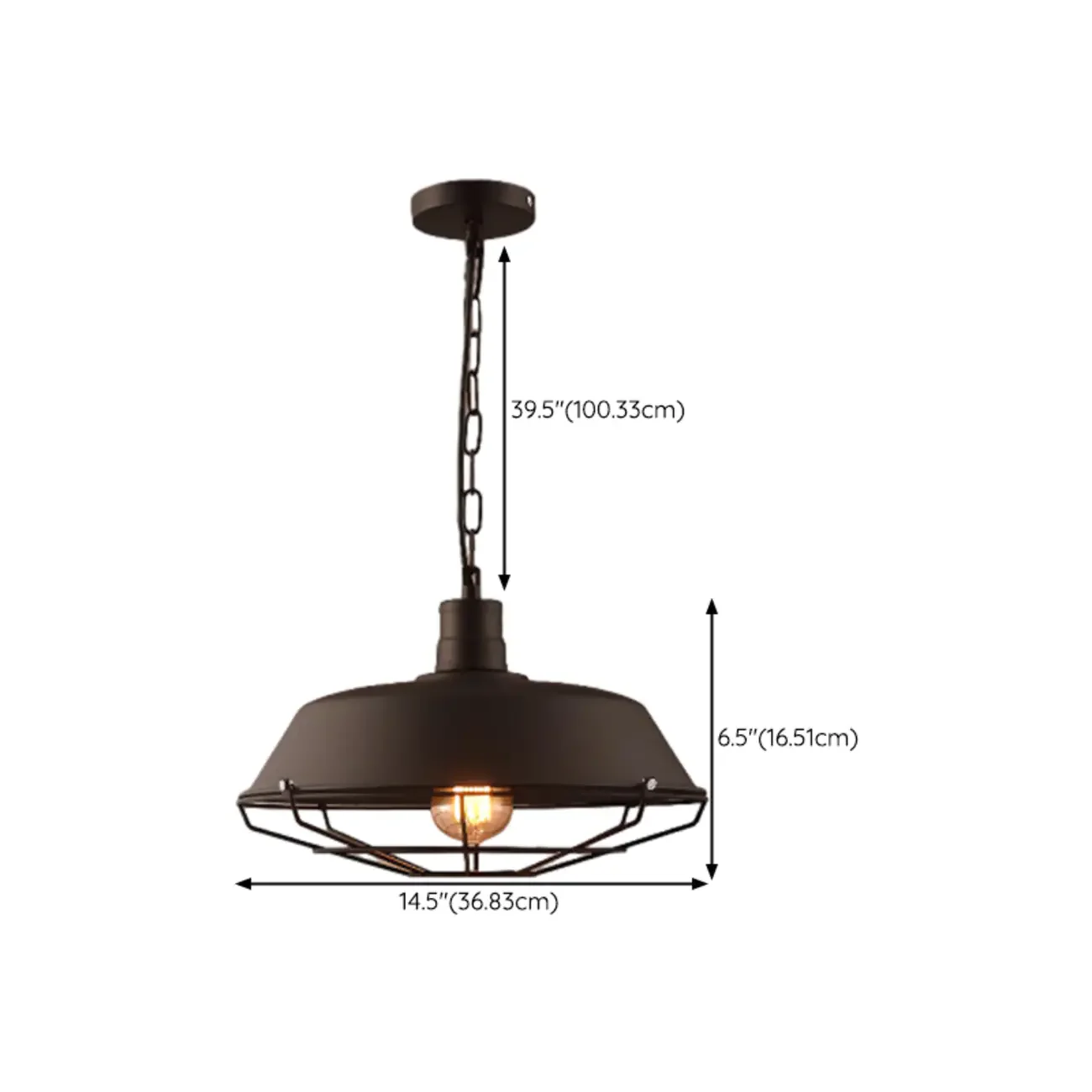 Industrial Adjustable Black Round Pendant light