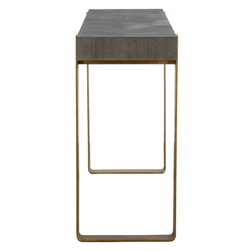 Rectangular Console Table with Strap Legs - 60 - Gray and Gold