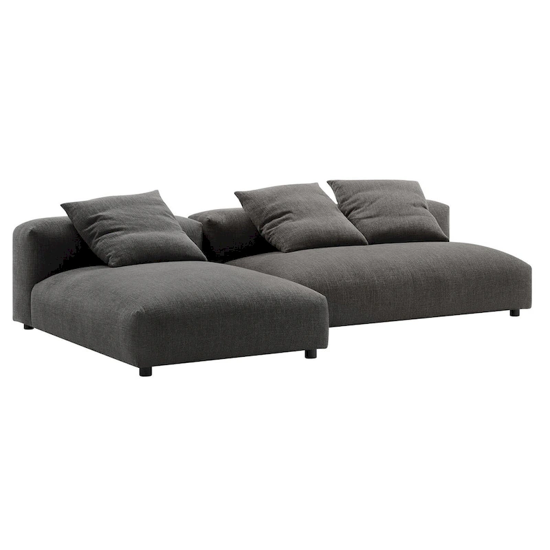 Solace 2-Piece Modular Upholstered Fabric Sectional Sofa With Chaise