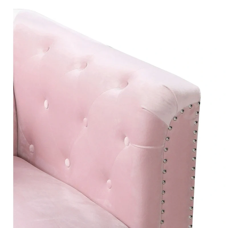 Pompano Velvet Button Tufted Sofa with Chaise