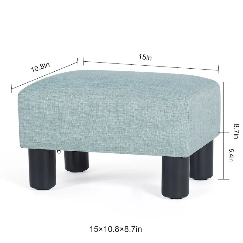 Adeco Small Rectangular Ottoman Modern PU Leather Footrest Stool Chair