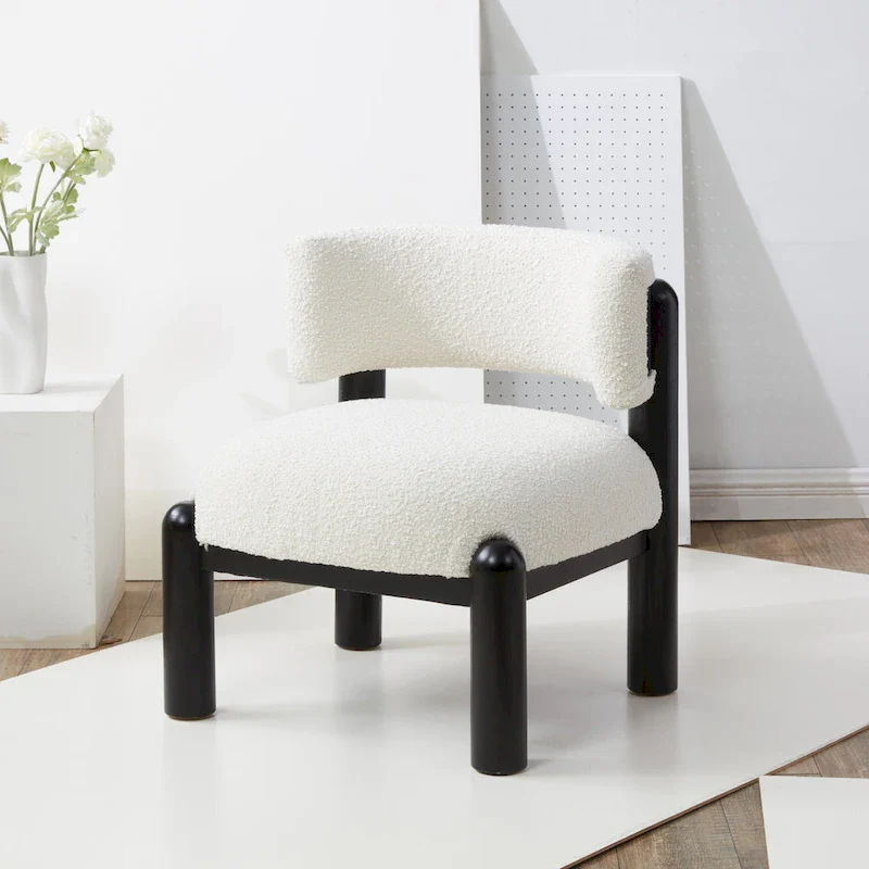 Faux Shearling Accent Chair - 26 In. W x 26 In. D x 28 In. H